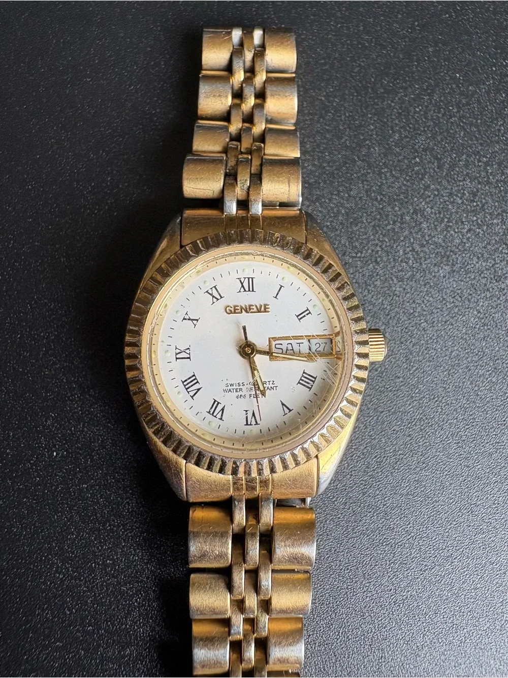 Geneve Gold-Tone Ladies Wristwatch with Roman Dial